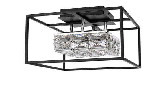 LED-DECKENLEUCHTE - Schwarz, Design, Glas/Metall (40/40/24cm) - Ambiente