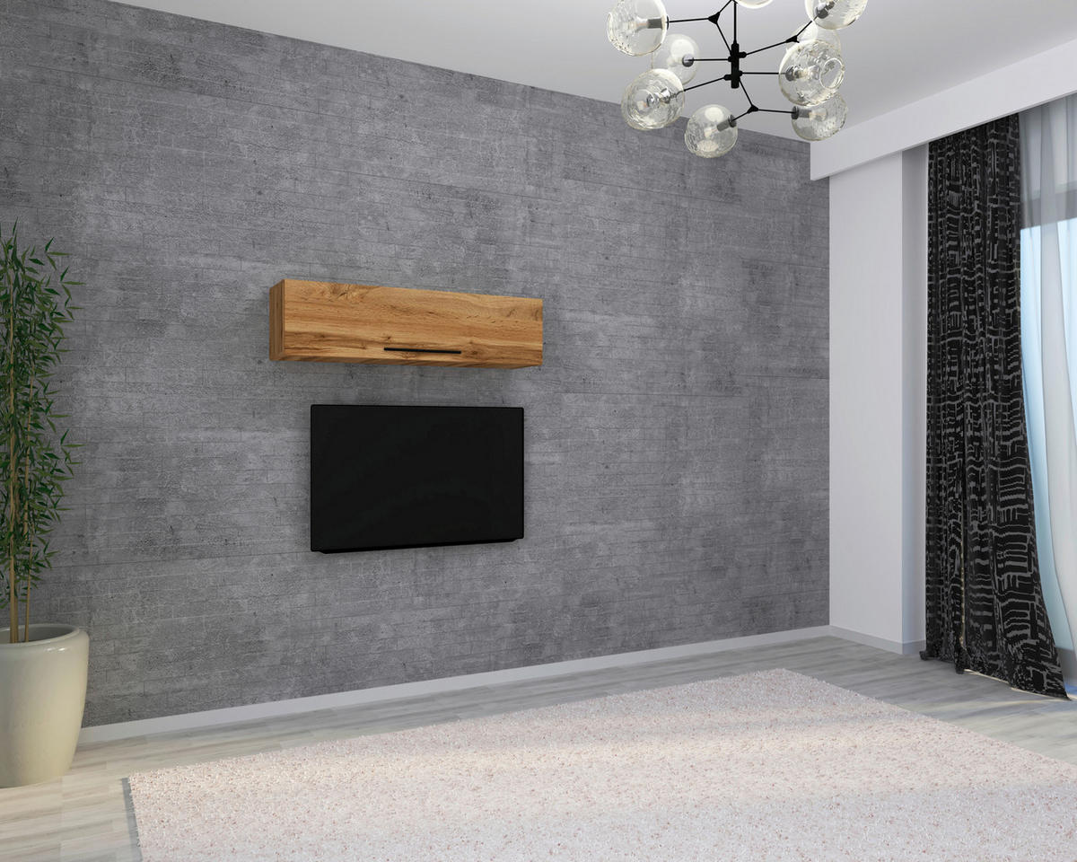 WANDREGAL 115/30/30 cm  - Honigeiche/Schwarz, Modern, Holzwerkstoff/Metall (115/30/30cm) - MID.YOU