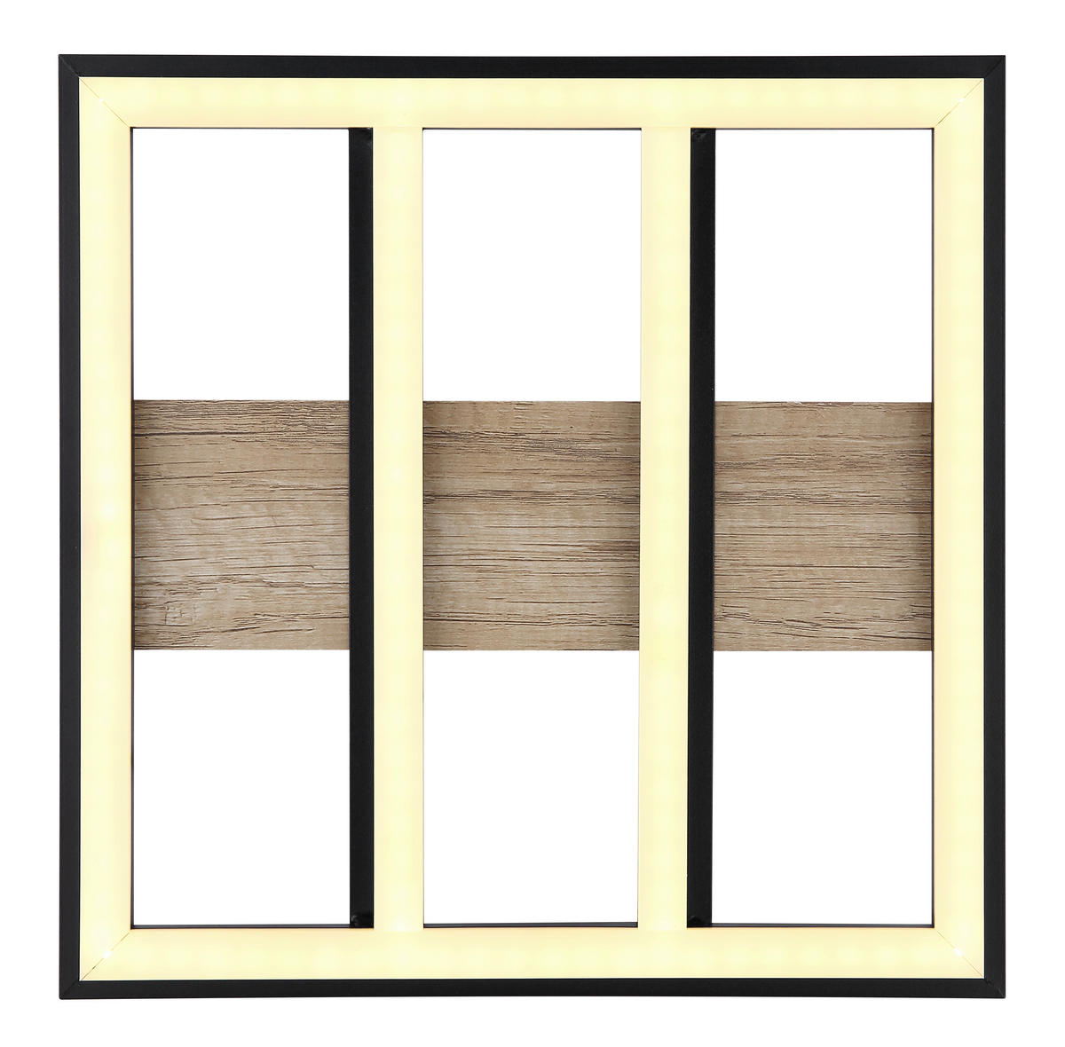 LED-DECKENLEUCHTE 18 W    30/30/5,5 cm  - Dunkelbraun/Opal, Natur, Holzwerkstoff/Kunststoff (30/30/5,5cm) - Globo