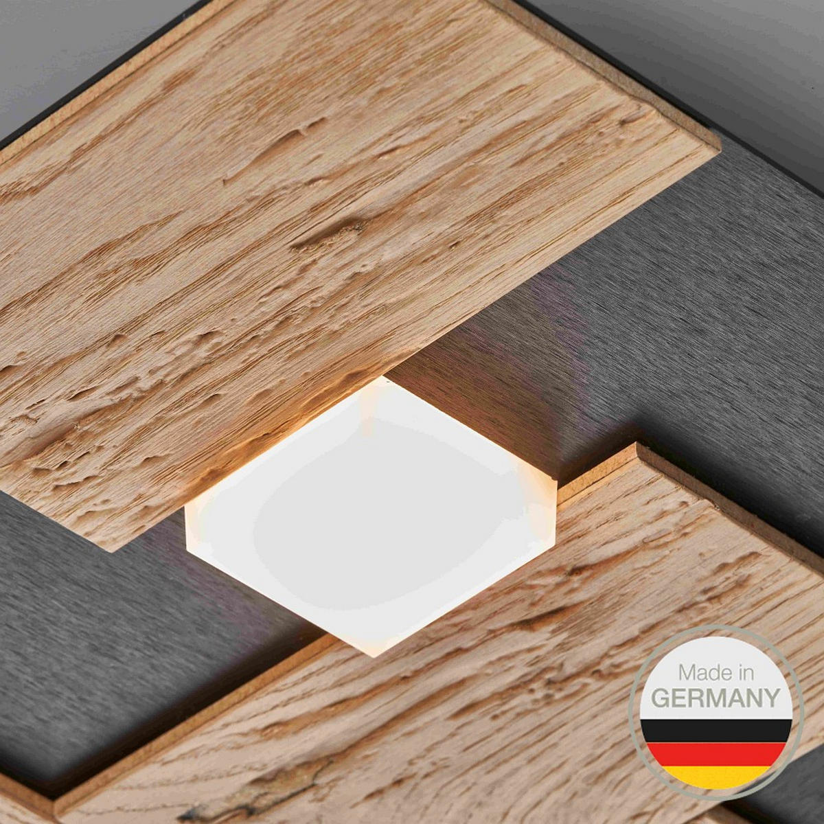 LED-DECKENLEUCHTE 662 51/51/5 cm   - Wildeiche, Natur, Metall (51/51/5cm) - Ambiente