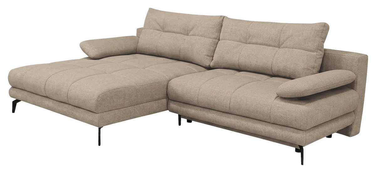 ECKSOFA Struktur Beige  - Beige/Schwarz, Modern, Textil/Metall (181/263cm) - Carryhome