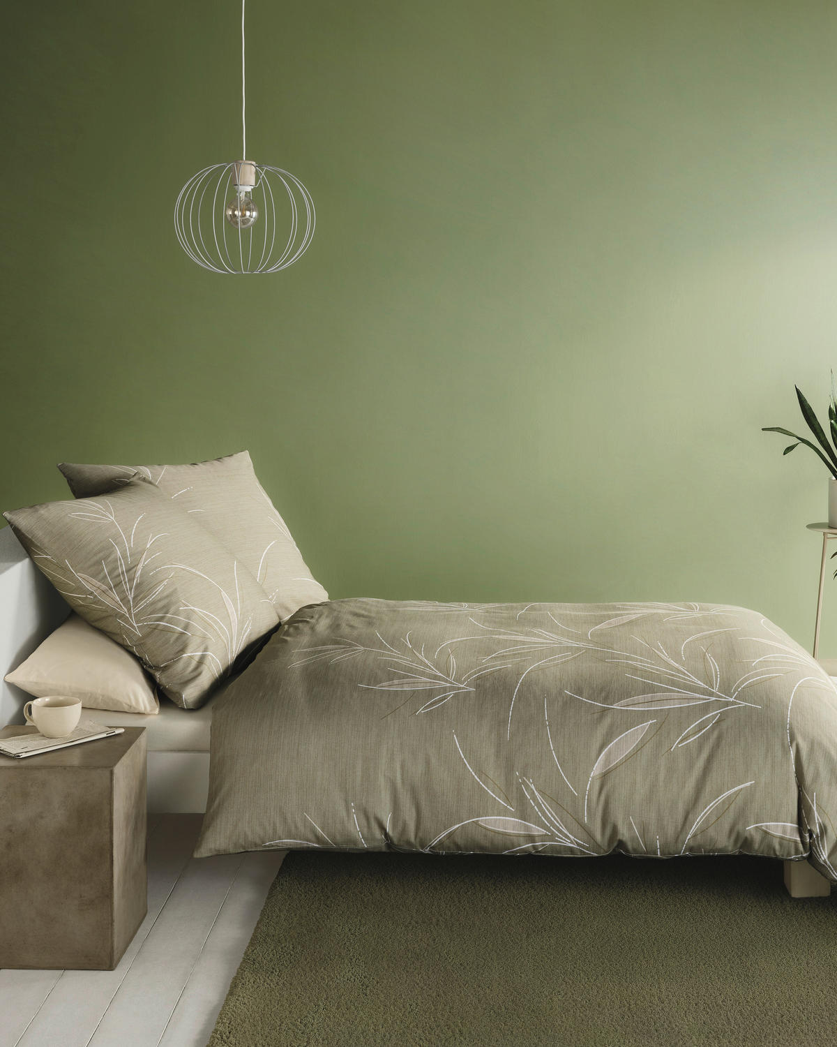 POSTELJNINA Organic 140/220 cm mako saten kaki  - kaki, Konvencionalno, tekstil (140/220cm) - Kaeppel