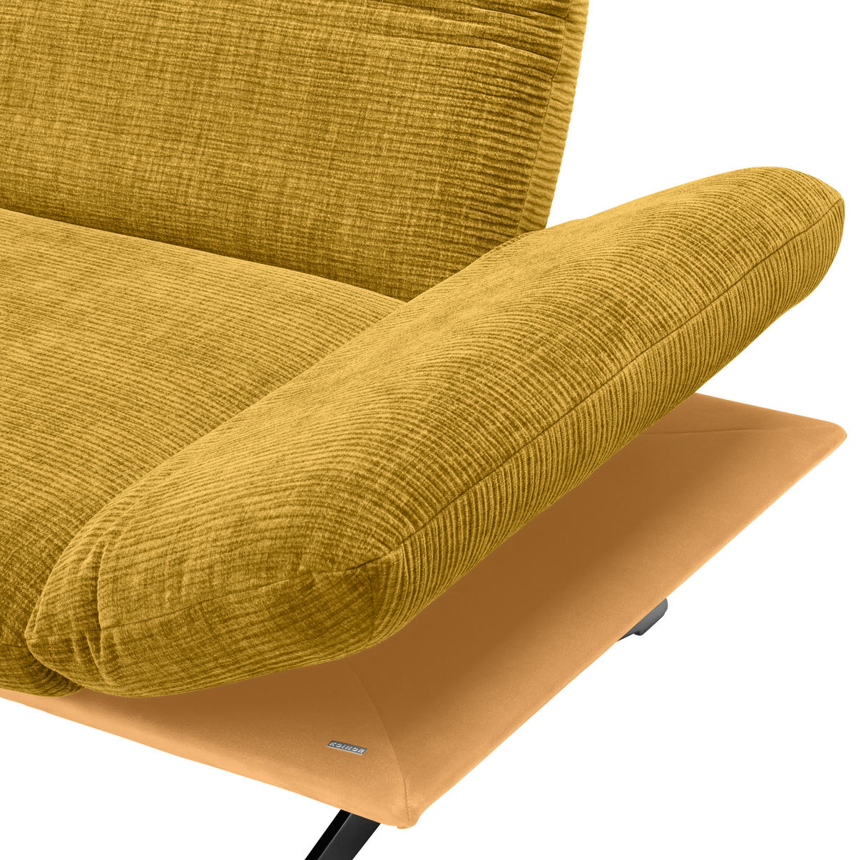 ECKSOFA Flachgewebe Currygelb  - Currygelb/Edelstahlfarben, Design, Textil/Metall (277/209cm) - Koinor