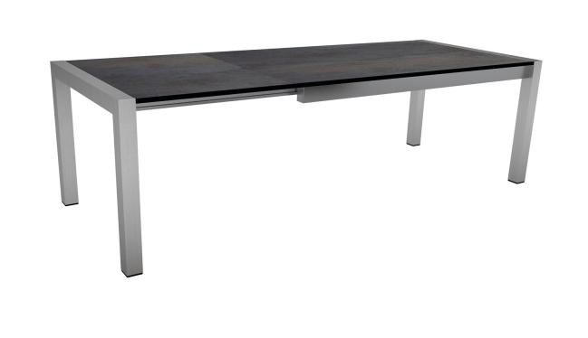 GARTENTISCH Metall, Kunststoff Edelstahlfarben, Dunkelgrau - Edelstahlfarben/Dunkelgrau, Design, Kunststoff/Metall (174-254/90/75cm) - Stern