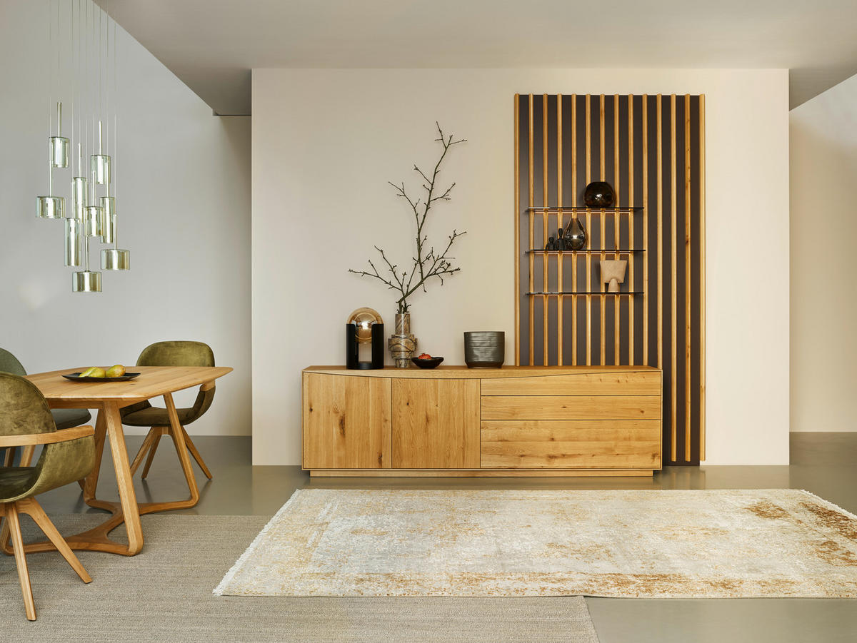 WOHNWAND  in Grau, Eichefarben  276,2/250/46 cm  - Eichefarben/Grau, Design, Holz (276,2/250/46cm) - Anrei