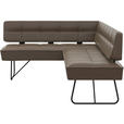 ECKBANK 165/227 cm  in Grau  - Schwarz/Grau, Design, Leder/Metall (165/227cm) - Moderano