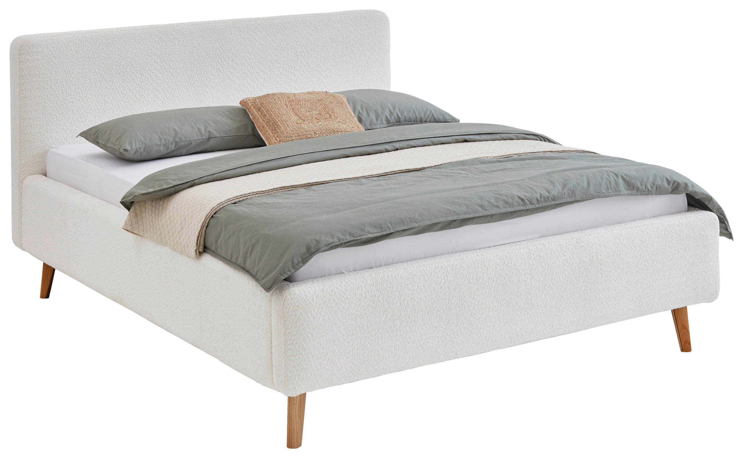 POLSTERBETT 180/200 cm,  in Creme,  - Eichefarben/Creme, Design, Holz/Textil (180/200cm) - Xora