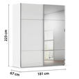 SCHWEBETÜRENSCHRANK 181/223/68 cm 2-türig Weiß  - Chromfarben/Weiß, KONVENTIONELL, Glas/Holzwerkstoff (181/223/68cm) - Novel