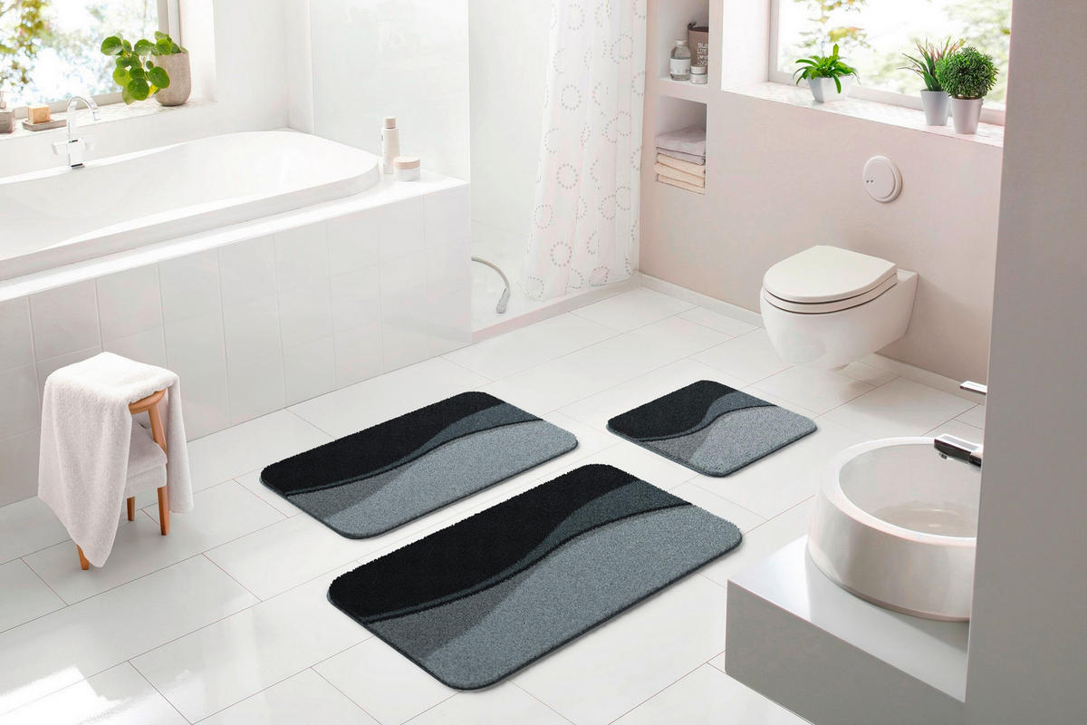 BADEMATTE Anthrazit 60/90 cm  - Anthrazit, Basics, Kunststoff/Textil (60/90cm) - Grund