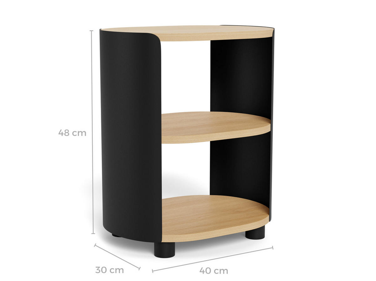 NACHTSCHRANK 40/48/30 cm  - Schwarz/Naturfarben, Holzwerkstoff/Kunststoff (40/48/30cm)