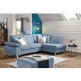 ECKSOFA in Flachgewebe Blau  - Blau/Silberfarben, KONVENTIONELL, Holz/Textil (255/186cm) - Cantus