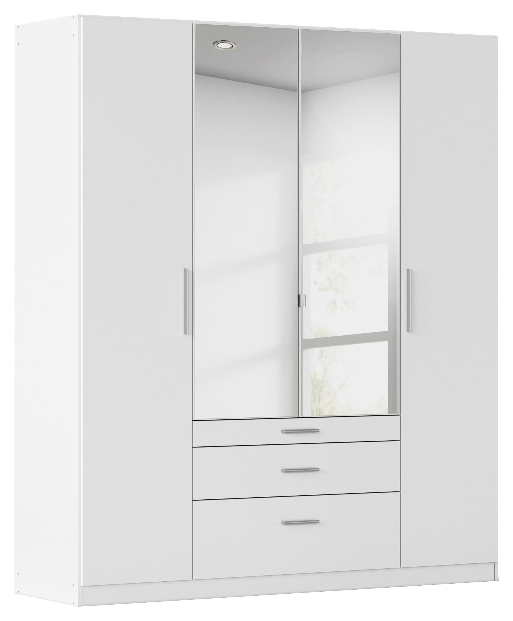 DREHTÜRENSCHRANK 181/210/54 cm,  in Weiß, 4-türig  - Alufarben/Weiß, KONVENTIONELL, Glas/Holzwerkstoff (181/210/54cm) - home24