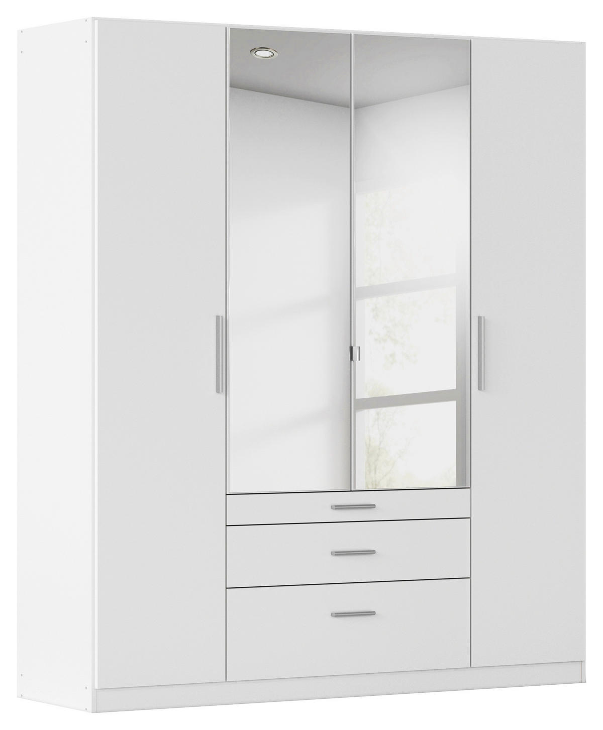 DREHTÜRENSCHRANK 181/210/54 cm,  in Weiß, 4-türig  - Alufarben/Weiß, KONVENTIONELL, Glas/Holzwerkstoff (181/210/54cm) - home24