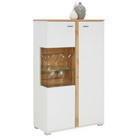 VISOKA KOMODA   78/131/37 cm   bela, boja hrasta  - boja hroma/boja hrasta, Moderno, metal/pločasti materijal (78/131/37cm) - Hom`in