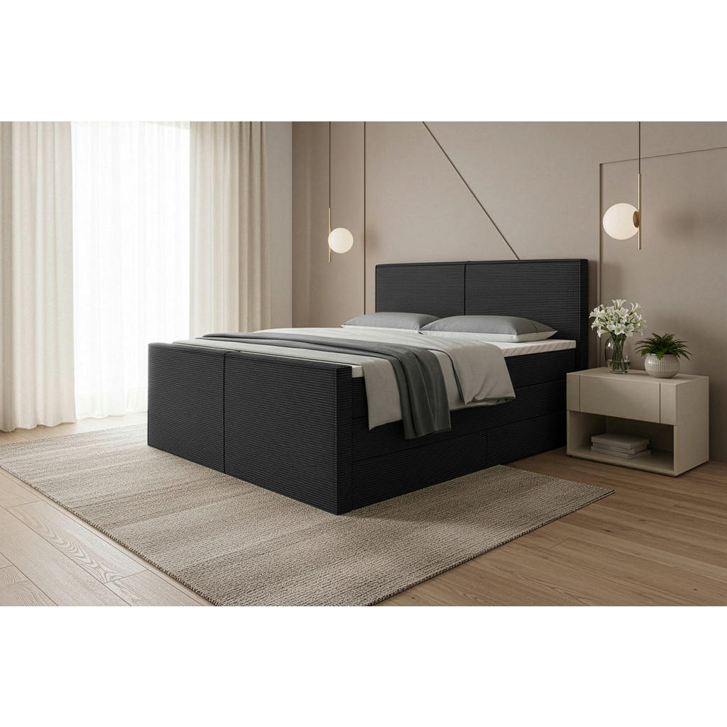 Livetastic BOXSPRINGOVÁ POSTEĽ, 160/200 cm, čierna