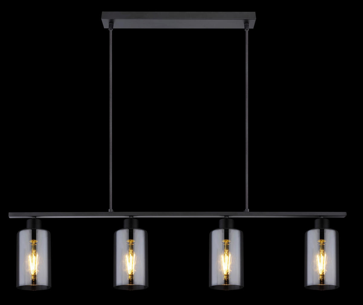 HÄNGELEUCHTE 98/10/120 cm    - Schwarz, Basics, Glas/Metall (98/10/120cm) - Globo