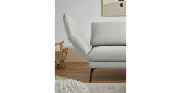ECKSOFA  in Flachgewebe Silberfarben Armteilverstellung, Relaxfunktion, Drehsitzfunktion  255-365/175-224 cm  - Silberfarben/Schwarz, Design, Textil/Metall (255-365/175-224cm) - Dieter Knoll