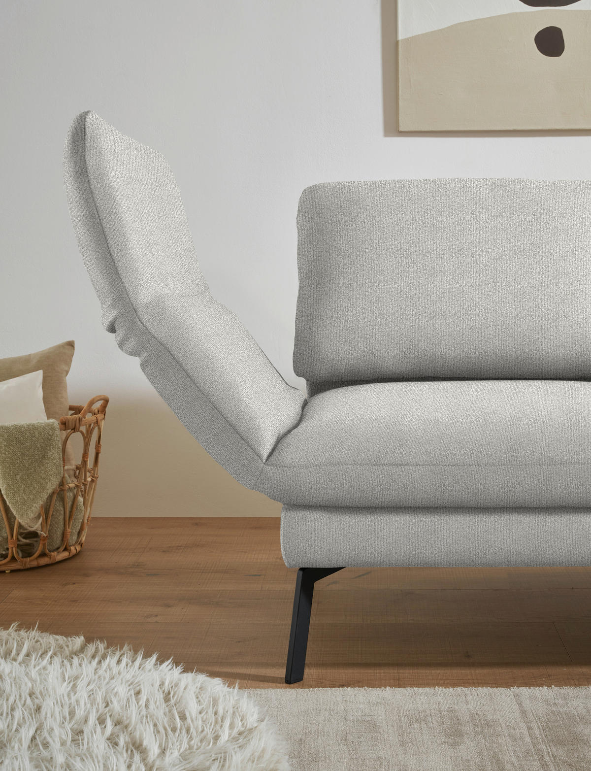 ECKSOFA  in Flachgewebe Silberfarben  255-365/175-224 cm  - Silberfarben/Schwarz, Design, Textil/Metall (255-365/175-224cm) - Dieter Knoll