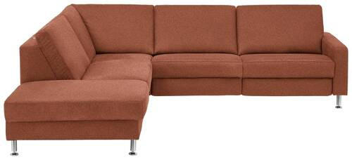 ECKSOFA in Mikrofaser Rotbraun  - Rotbraun/Alufarben, Design, Textil/Metall (242/275cm) - Dieter Knoll
