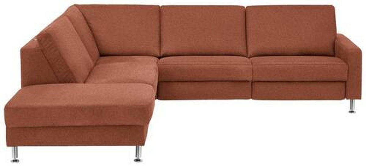 ECKSOFA in Mikrofaser Rotbraun  - Rotbraun/Alufarben, Design, Textil/Metall (242/275cm) - Dieter Knoll