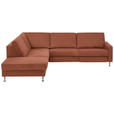ECKSOFA in Mikrofaser Rotbraun  242/275 cm  - Rotbraun/Alufarben, Design, Textil/Metall (242/275cm) - Dieter Knoll