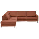 ECKSOFA in Mikrofaser Rotbraun  242/275 cm  - Rotbraun/Alufarben, Design, Textil/Metall (242/275cm) - Dieter Knoll
