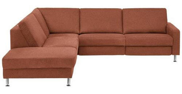 ECKSOFA in Mikrofaser Rotbraun 242/275 cm - Rotbraun/Alufarben, Design, Textil/Metall (242/275cm) - Dieter Knoll