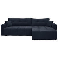 ECKSOFA  Frottee Dunkelblau  - Schwarz/Dunkelblau, Design, Kunststoff/Textil (260/143cm) - MID.YOU