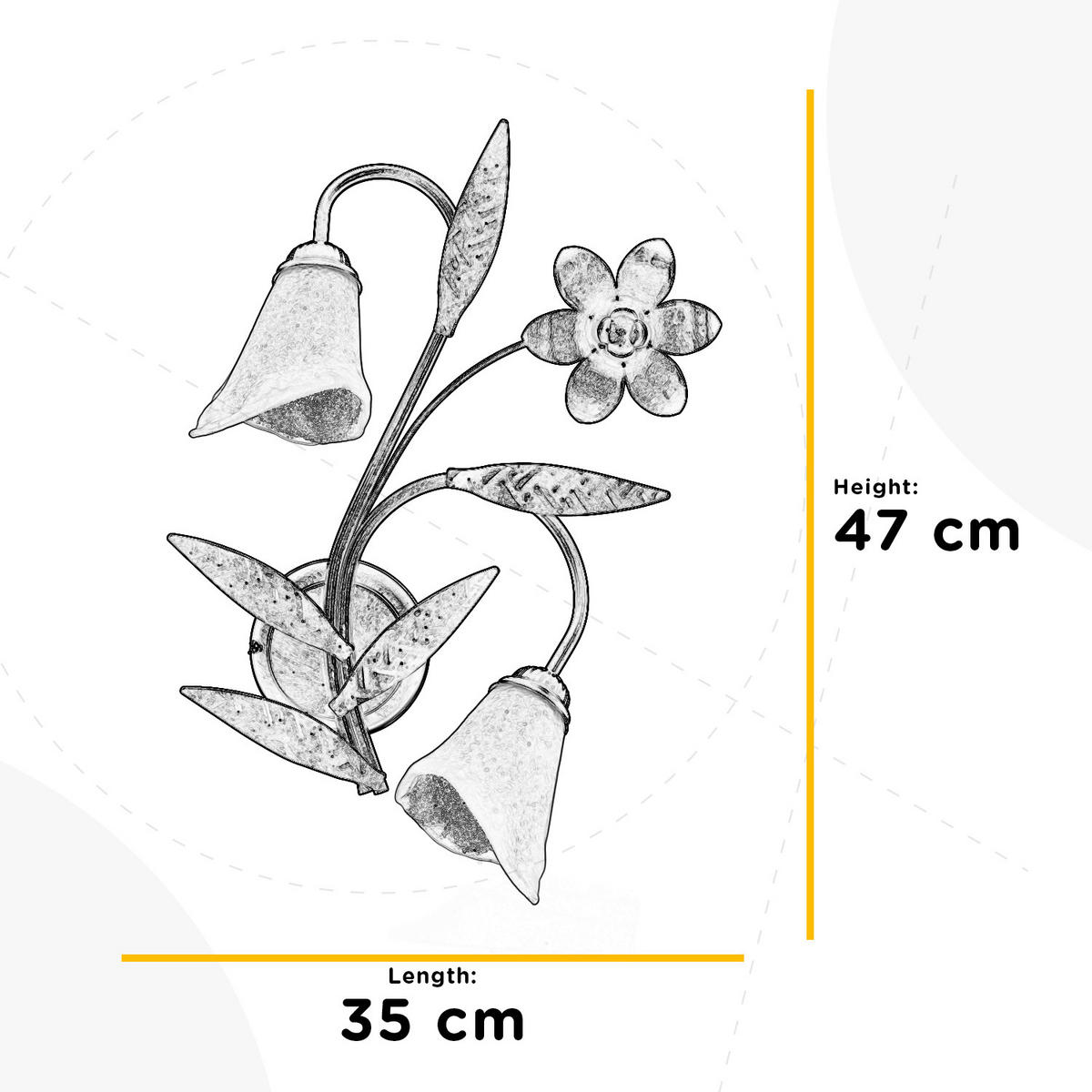 WANDLEUCHTE 35/47/25 cm   - Bronzefarben, KONVENTIONELL, Glas/Metall (35/47/25cm)