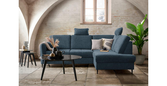 ECKSOFA in Chenille Blau  - Blau/Schwarz, MODERN, Holz/Textil (241/184cm) - Carryhome