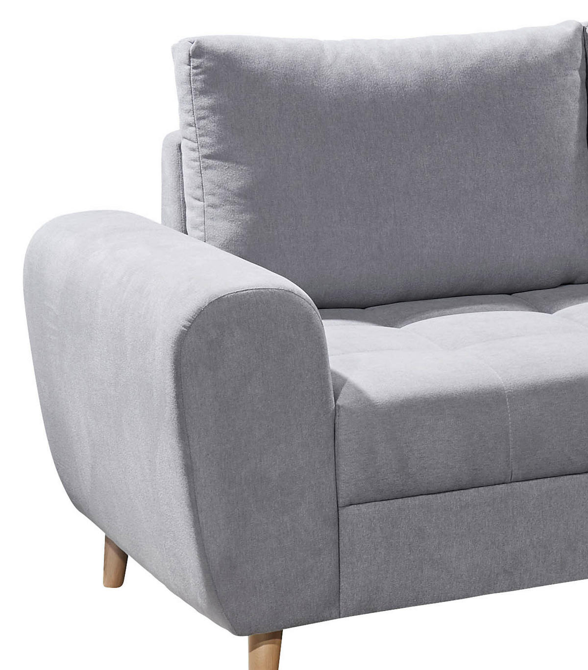 ECKSOFA Hellgrau Mikrovelours  - Hellgrau/Kieferfarben, KONVENTIONELL, Holz/Textil (175/249cm) - MID.YOU