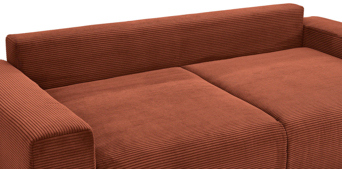 SCHLAFSOFA in Cord Kupferfarben  - Buchefarben/Schwarz, Konventionell, Holz/Kunststoff (255/86/123cm) - Livetastic