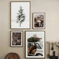 BILDERSET - Dunkelgrün/Braun, Basics, Holzwerkstoff (33/48/2cm) - X-Mas