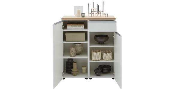 KOMMODE 90/102/41 cm in Weiß, Eichefarben - Eichefarben/Silberfarben, Design, Holz/Holzwerkstoff (90/102/41cm) - Dieter Knoll