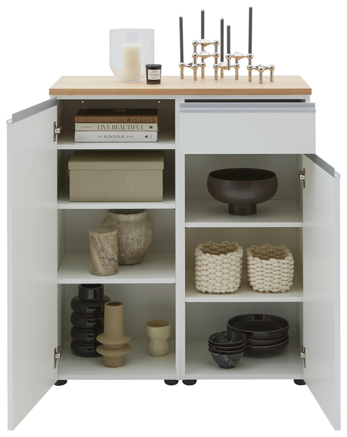 KOMMODE  in 90/102/41 cm  - Eichefarben/Silberfarben, Design, Holz/Holzwerkstoff (90/102/41cm) - Dieter Knoll