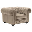 CHESTERFIELD-SESSEL - Wengefarben/Beige, LIFESTYLE, Holz/Textil (115/76,5/96cm) - Landscape