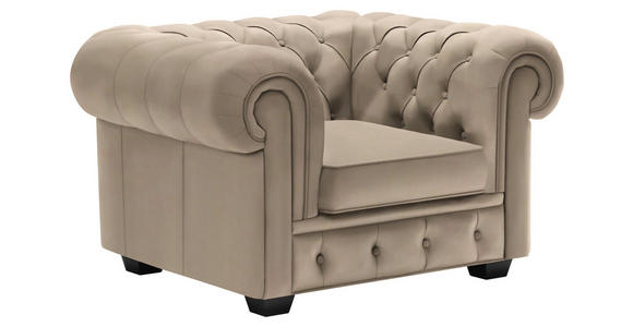 CHESTERFIELD-SESSEL - Wengefarben/Beige, LIFESTYLE, Holz/Textil (115/76,5/96cm) - Landscape
