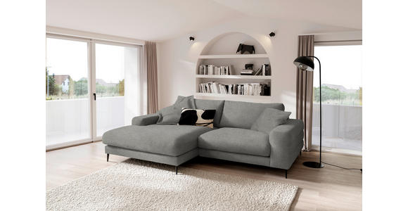 ECKSOFA  in Flachgewebe Hellgrau  177/253 cm  - Hellgrau/Schwarz, Design, Textil/Metall (177/253cm) - Dieter Knoll