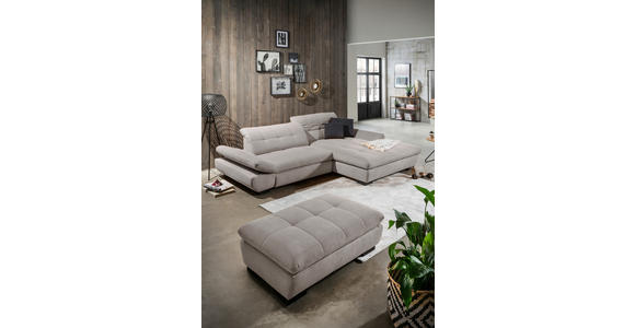 ECKSOFA in Mikrofaser Hellgrau  - Hellgrau/Schwarz, Design, Textil/Metall (290/198cm) - Xora