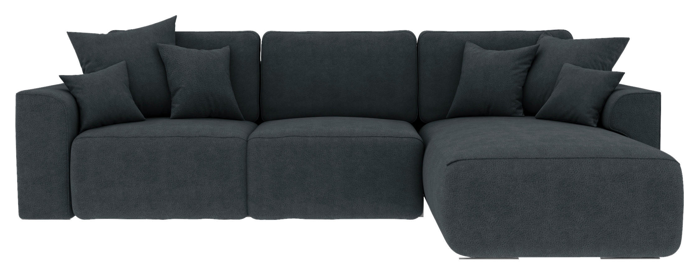 ECKSOFA Anthrazit Lederlook  - Chromfarben/Anthrazit, KONVENTIONELL, Kunststoff/Textil (293/195cm) - Carryhome