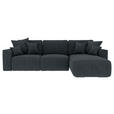 ECKSOFA Anthrazit Lederlook  - Chromfarben/Anthrazit, KONVENTIONELL, Kunststoff/Textil (293/195cm) - Carryhome