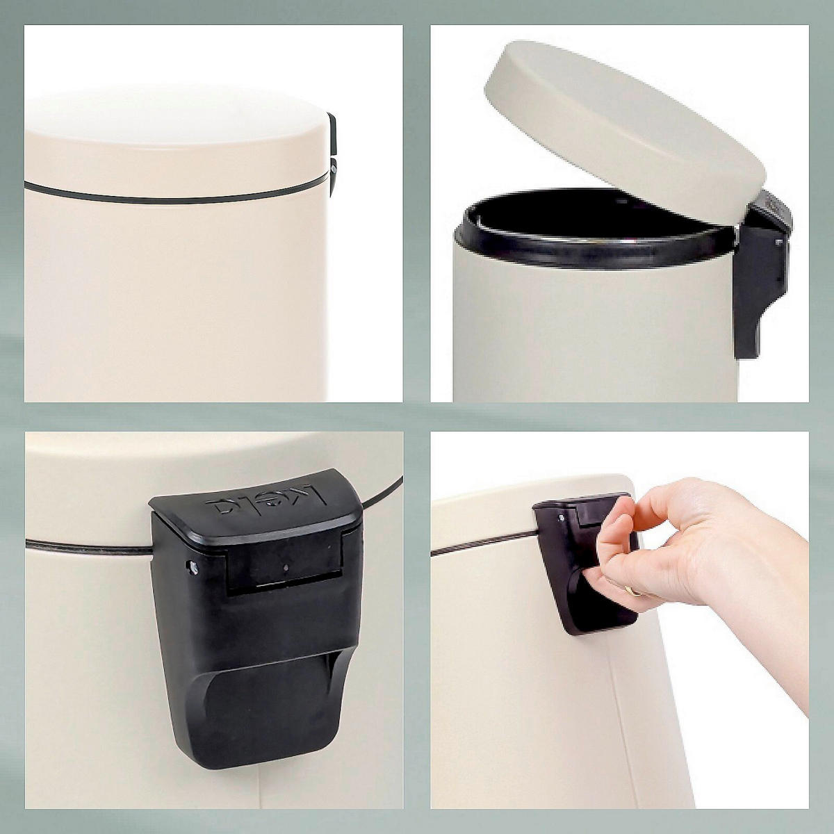 KOSMETIKEIMER MONACO 3 L  - Beige/Schwarz, Basics, Kunststoff/Metall (17/26cm) - Kela