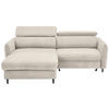 ECKSOFA inkl. Funktionen Beige Flachgewebe Bettkasten, Schlaffunktion, Rücken echt, Kopfteilverstellung  - Beige/Schwarz, Design, Holz/Textil (185/232cm) - Stylife