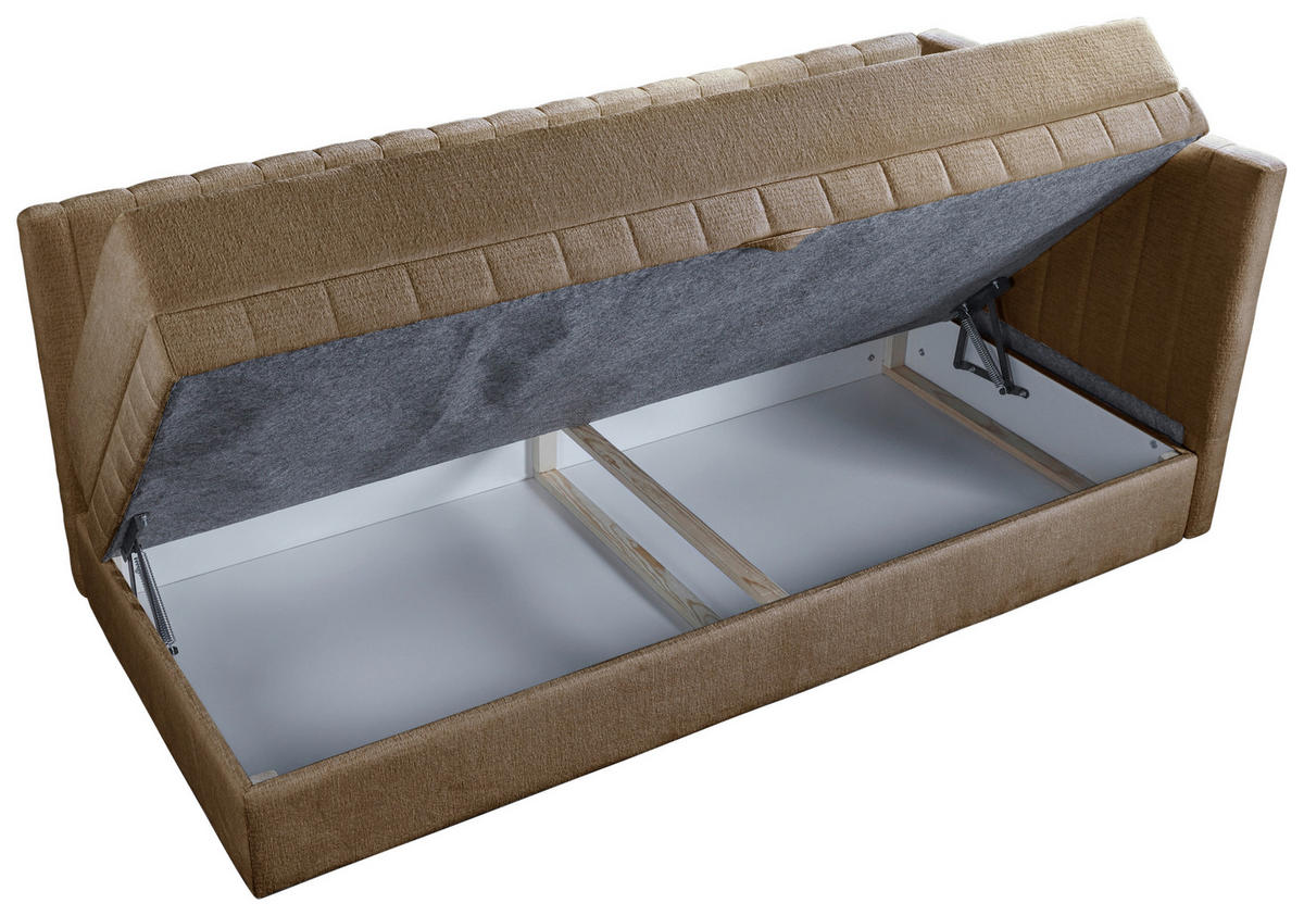 SCHLAFSOFA ROMA  mit Armteil rechts Chenille, Jacquard Gelb  - Gelb/Schwarz, Design, Kunststoff/Textil (212/83/99cm) - MID.YOU