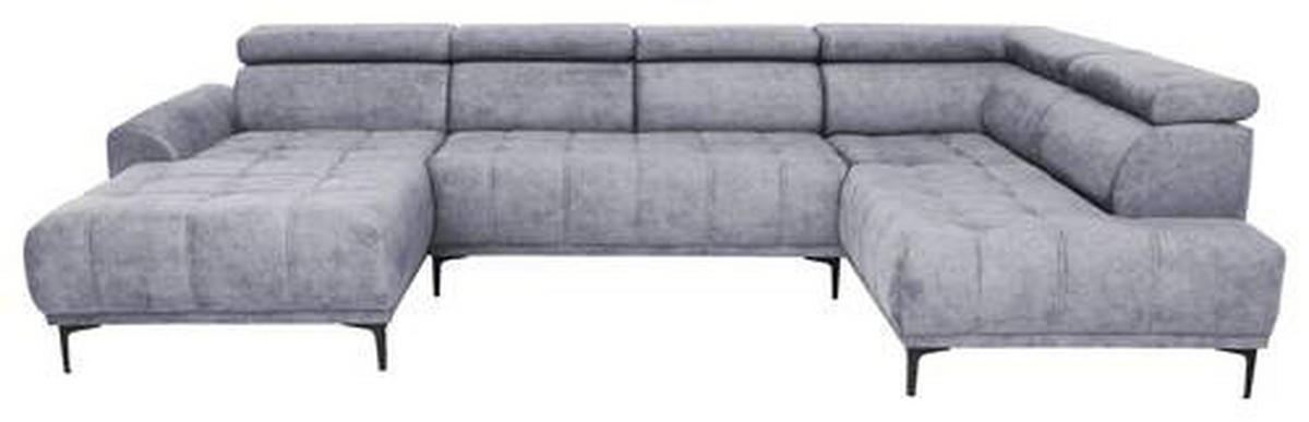 WOHNLANDSCHAFT in Velours Grau  - Schwarz/Grau, Design, Textil/Metall (172/340/191cm) - Stylife