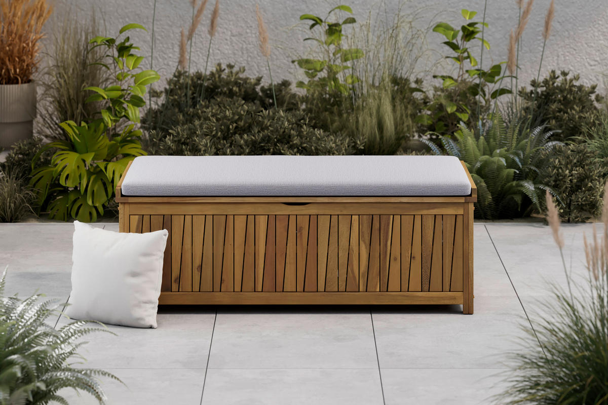 KISSENBOX 140/60/50 cm  - Grau/Akaziefarben, MODERN, Holz/Textil (140/60/50cm) - Ambia Garden