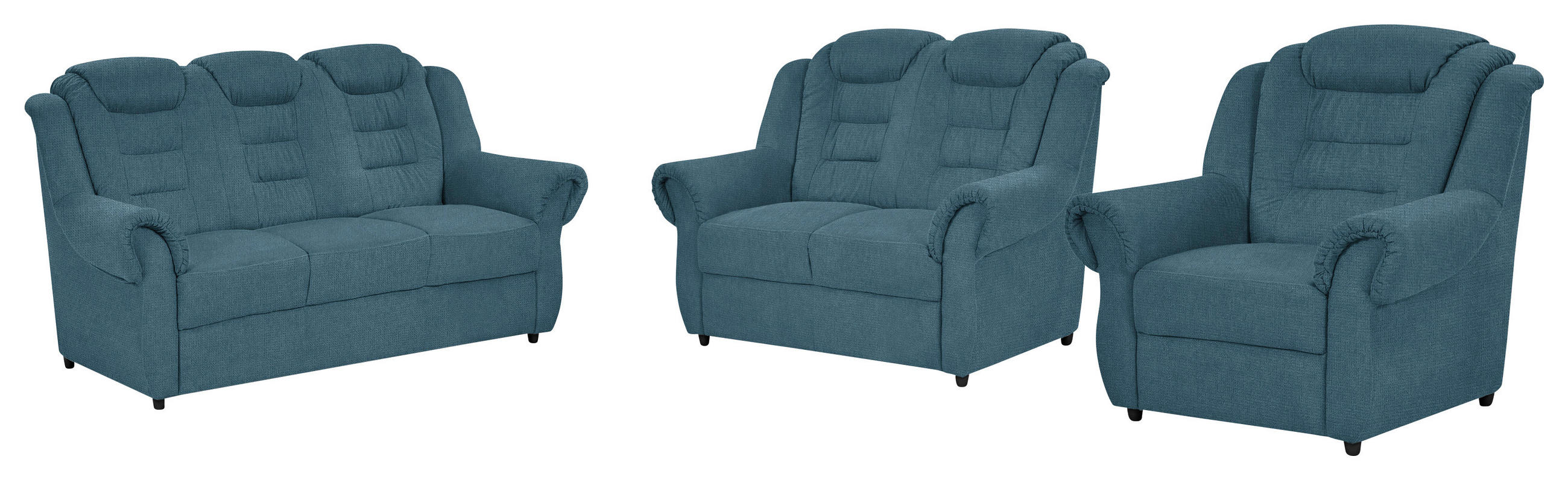 SITZGARNITUR Chenille Blau  - Blau/Schwarz, KONVENTIONELL, Kunststoff/Textil - Livetastic