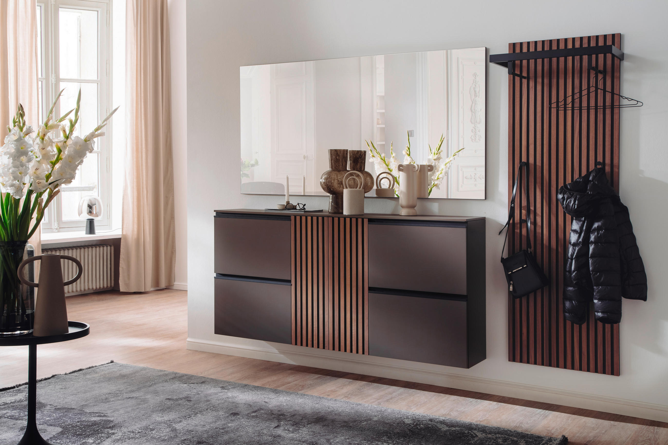 GARDEROBE 3-teilig in 250/200/30 cm - Nussbaumfarben/Braun, Design, Holz/Holzwerkstoff (250/200/30cm) - Moderano