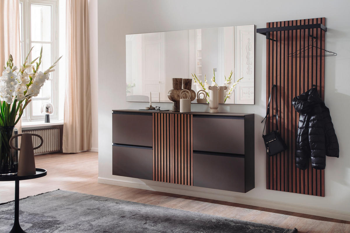GARDEROBE 3-teilig  in 250/200/30 cm  - Nussbaumfarben/Braun, Design, Holz/Holzwerkstoff (250/200/30cm) - Moderano
