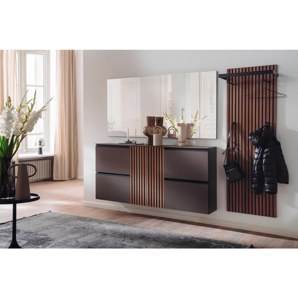 Thumbnail - Moderano Garderobe, Braun, Nussbaum, Holz, Holzwerkstoff, 3-teilig, Kernnussbaum, furniert, 250x200x30 cm, Garderobe, Ga...